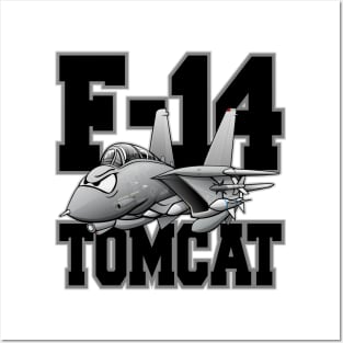 F-14 Tomcat Military Fighter Jet Aircraft Cartoon Illustration Posters and Art